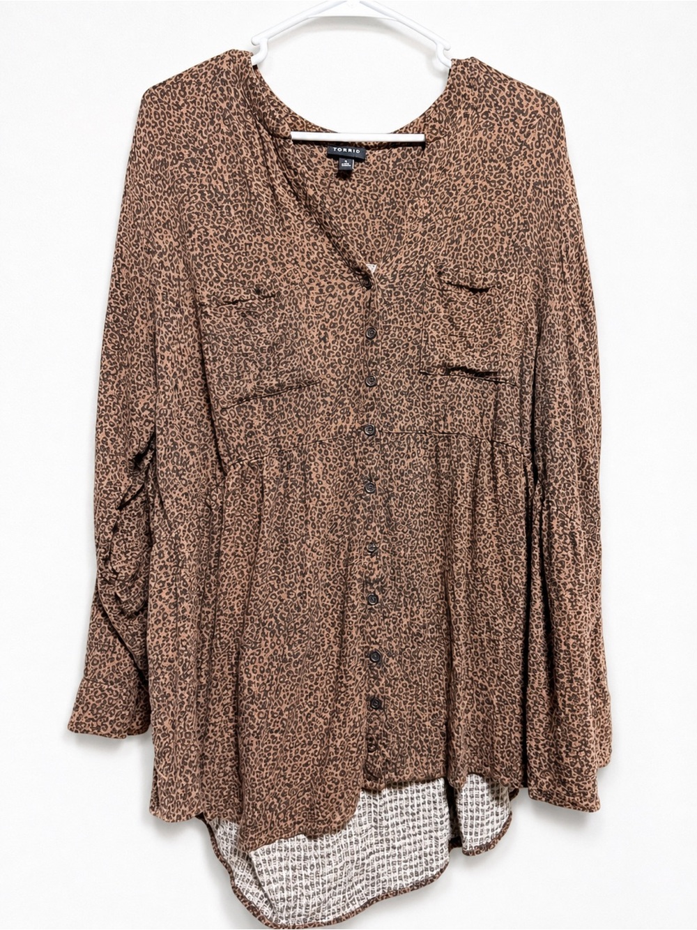 torrid Brown Leopard Print Button-Front Blouse